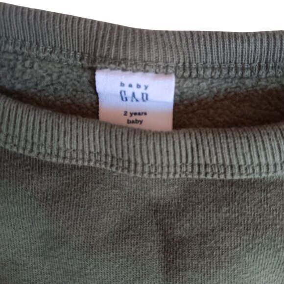 2T Baby Gap Sweatshirt 1969 Olive Green 2 Years Cotton Crewneck - Picture 3 of 4